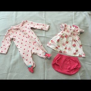 2 Newborn Strawberry Outfits